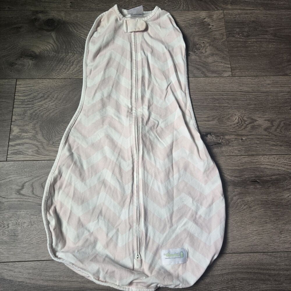 Woombie Original Baby Swaddle Sleep Sack Pink Chevron Zigzag 3-6 Months 14-19lbs